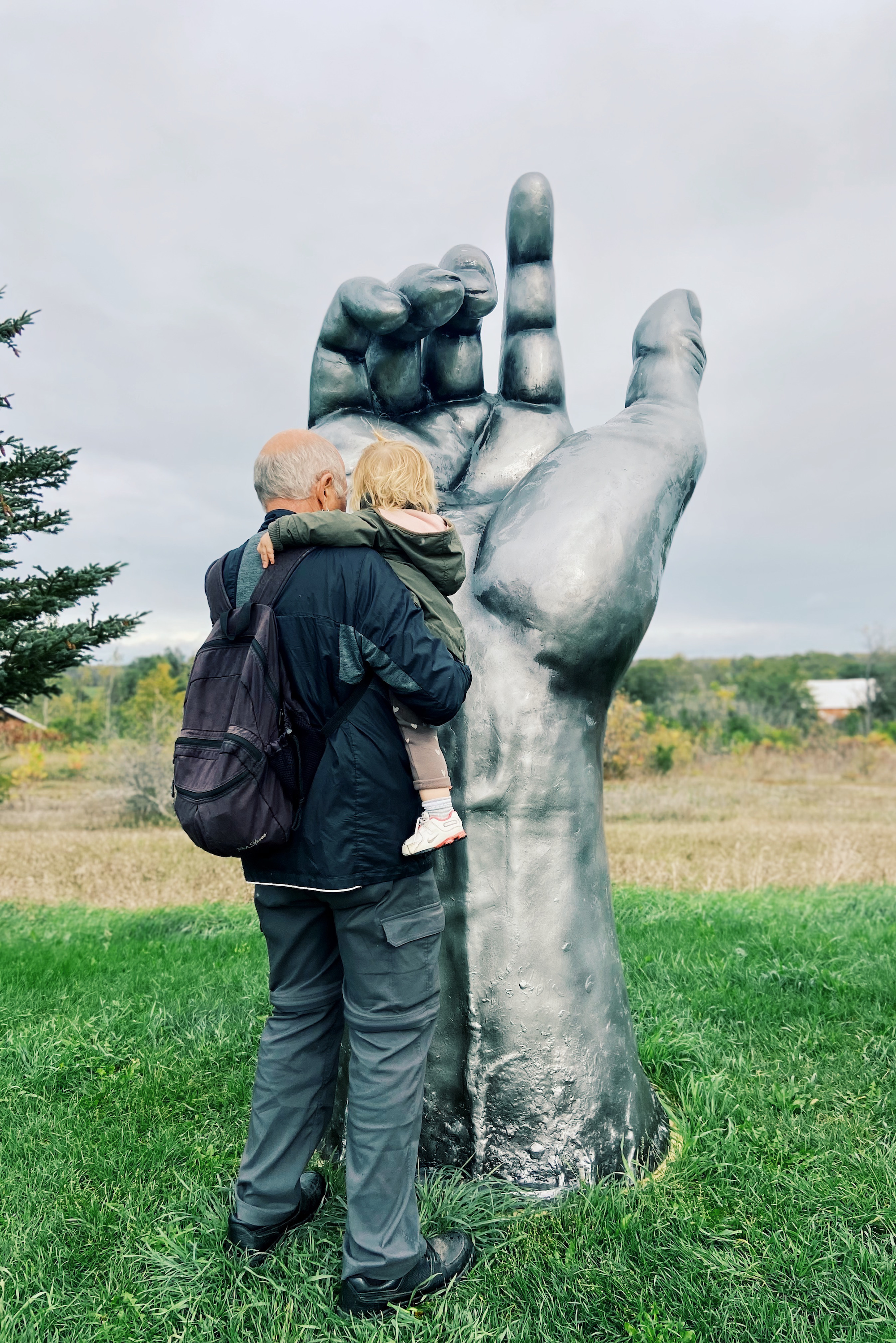 Boy with Grandfather at sculpture park